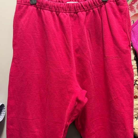 Champion Women Pink Track sweatpants full length +elastic waistband ribbed cuffs - Picture 3 of 11